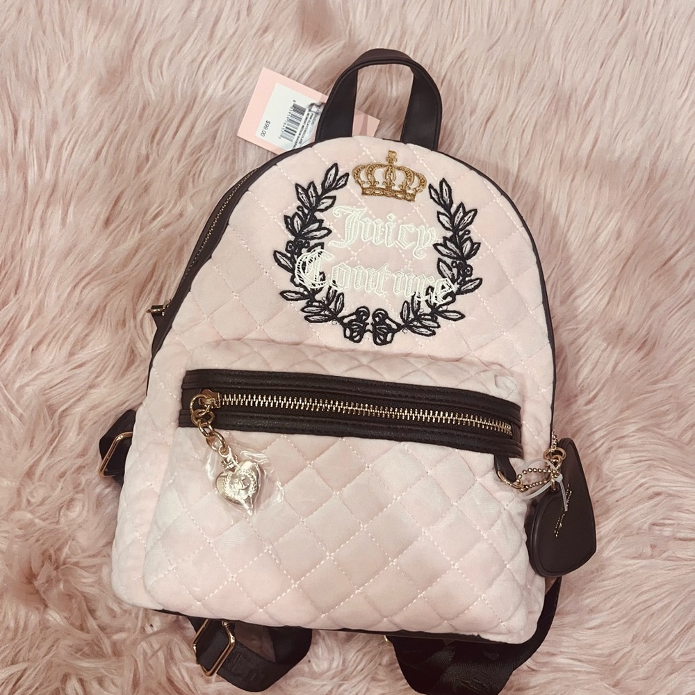 Juicy Couture Light Pink Quilted Kids Backpack